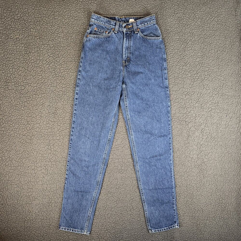 Vintage Levi's 521 Jeans Womens 8 Long Blue Tapered High Rise 1994 90s USA 25x32
